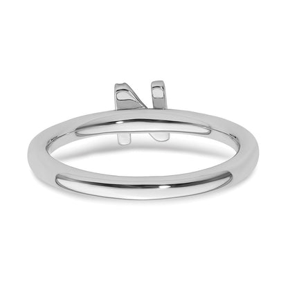14K Weißgold Stapelbar Diamant Initiale N Größe 7 Ring