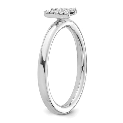 14K Weißgold Stapelbar Diamant Initiale N Größe 7 Ring