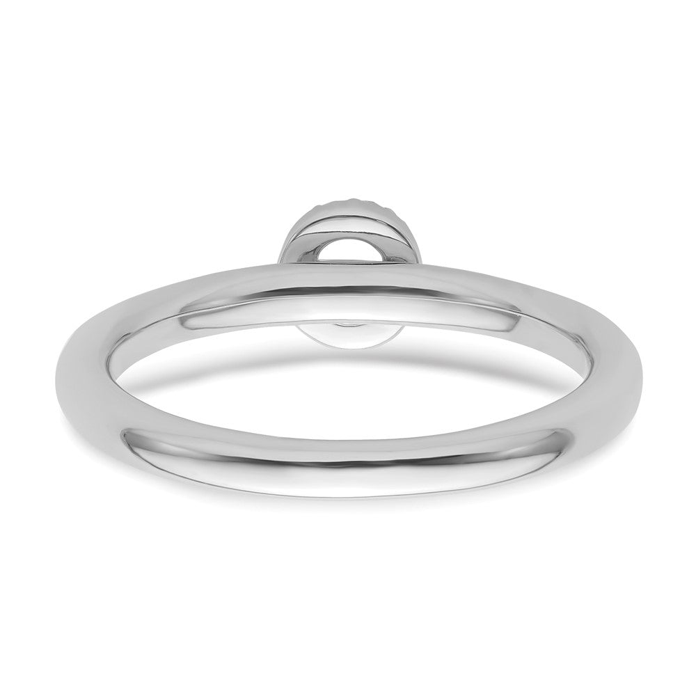 14K Weißgold Stapelbar Diamant Initiale O Größe 7 Ring
