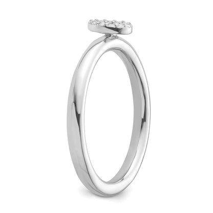 14K Weißgold Stapelbar Diamant Initiale O Größe 7 Ring