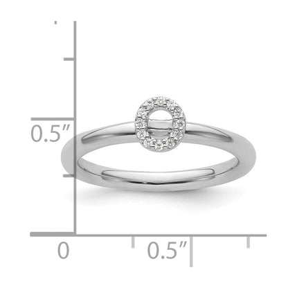 14K Weißgold Stapelbar Diamant Initiale O Größe 7 Ring