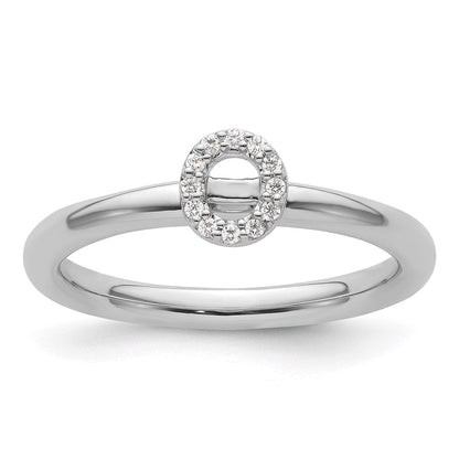 14K Weißgold Stapelbar Diamant Initiale O Größe 7 Ring