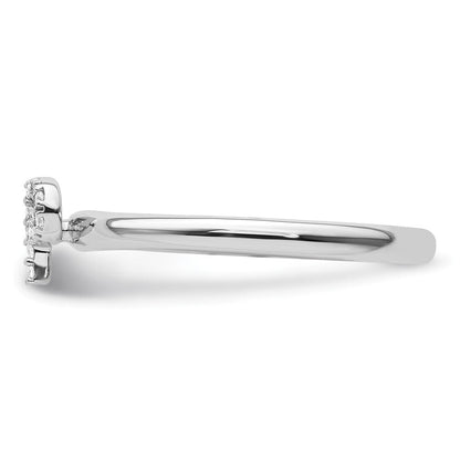 14K Weißgold Stapelbar Diamant Initiale P Größe 7 Ring