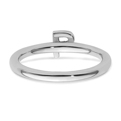 14K Weißgold Stapelbar Diamant Initiale P Größe 7 Ring