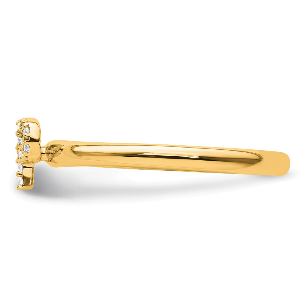14K Gelbgold Stapelbar Diamant Initiale P Größe 7 Ring