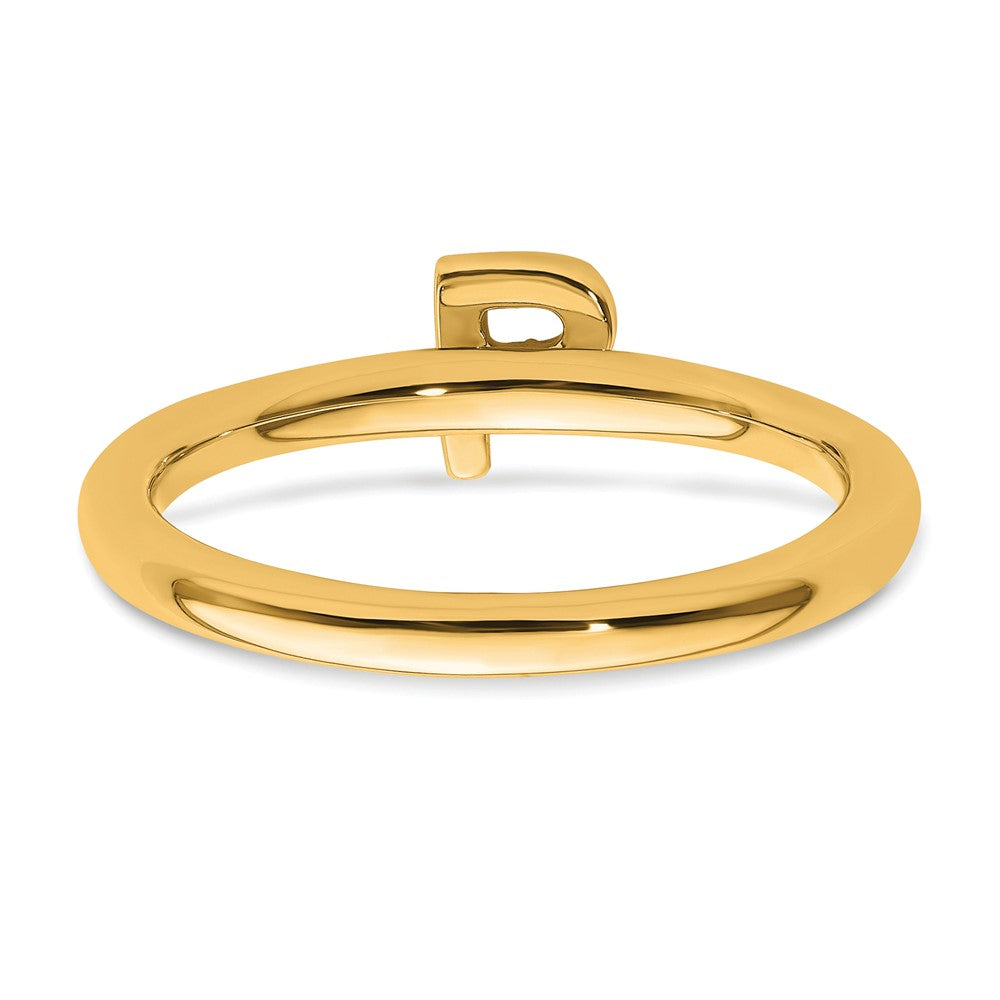 14K Gelbgold Stapelbar Diamant Initiale P Größe 7 Ring