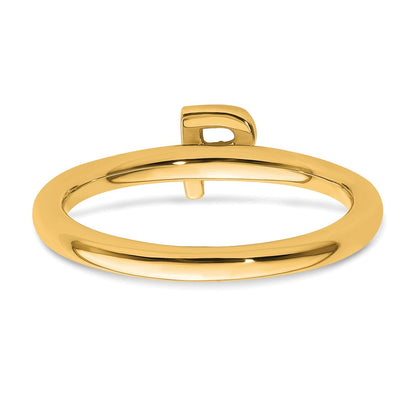14K Gelbgold Stapelbar Diamant Initiale P Größe 7 Ring