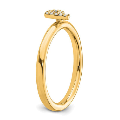 14K Gelbgold Stapelbar Diamant Initiale P Größe 7 Ring