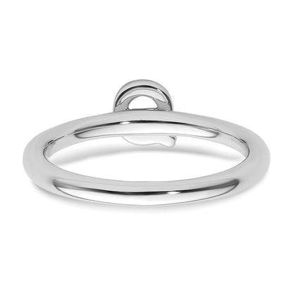14K Weißgold Stapelbar Diamant Initiale Q Größe 7 Ring