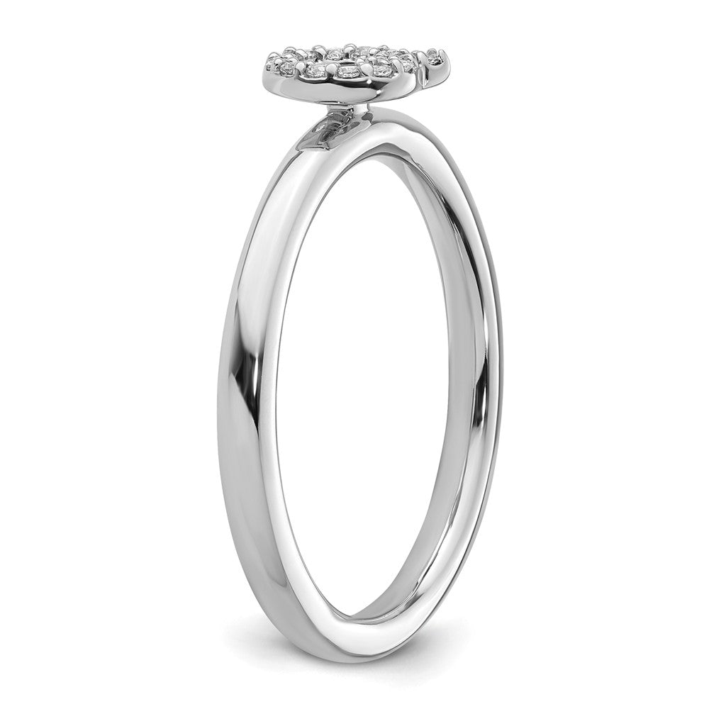 14K Weißgold Stapelbar Diamant Initiale Q Größe 7 Ring
