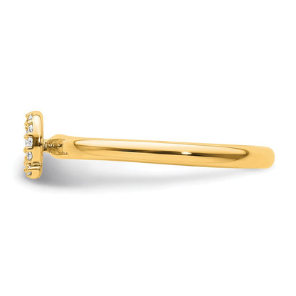 14K Gelbgold Stapelbar Diamant Initiale Q Größe 7 Ring