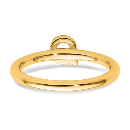 14K Gelbgold Stapelbar Diamant Initiale Q Größe 7 Ring