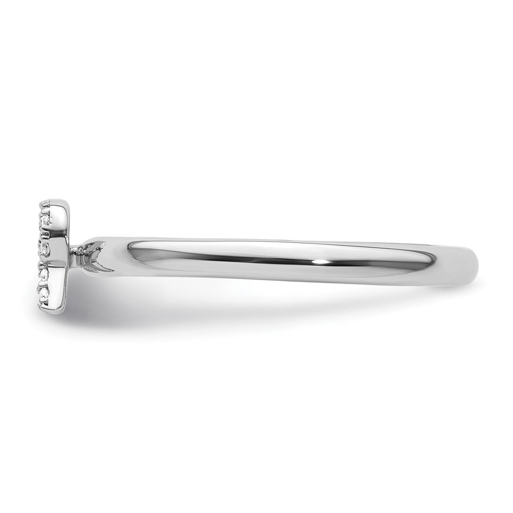 14K Weißgold Stapelbar Diamant Initiale R Größe 7 Ring
