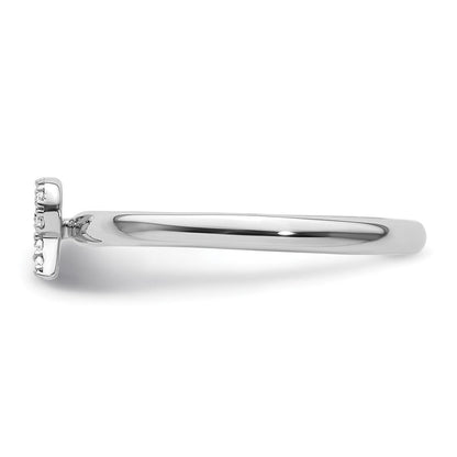 14K Weißgold Stapelbar Diamant Initiale R Größe 7 Ring
