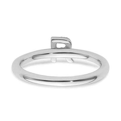 14K Weißgold Stapelbar Diamant Initiale R Größe 7 Ring