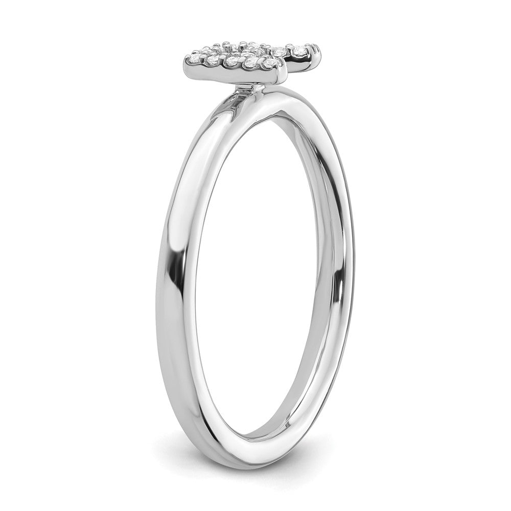 14K Weißgold Stapelbar Diamant Initiale R Größe 7 Ring
