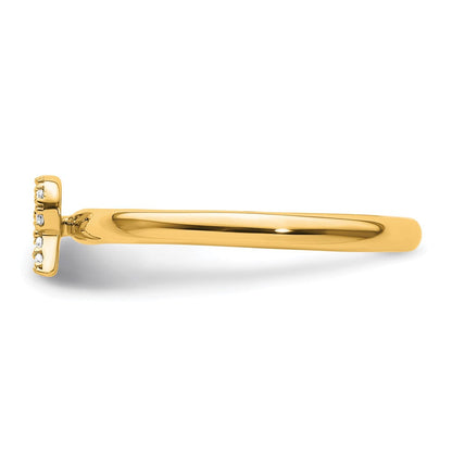 14K Gelbgold Stapelbar Diamant Initiale R Größe 7 Ring