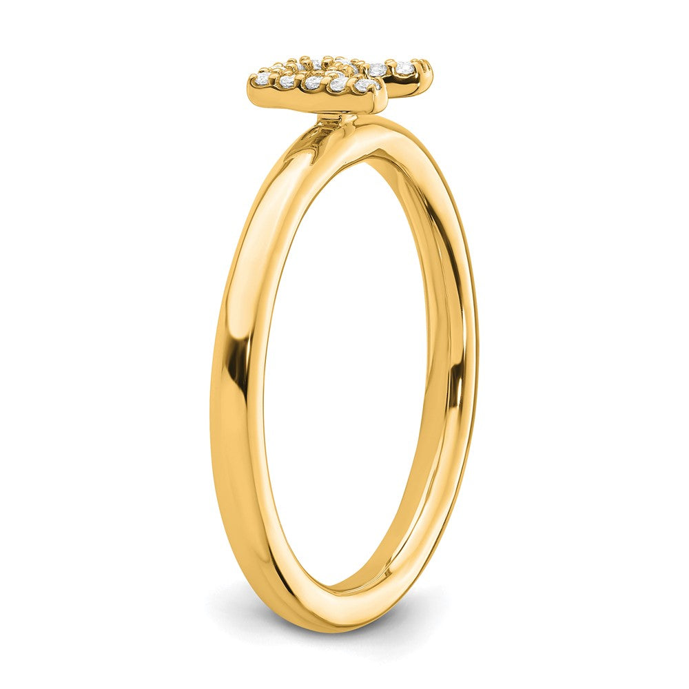 14K Gelbgold Stapelbar Diamant Initiale R Größe 7 Ring