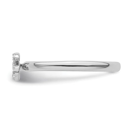 14K Weißgold Stapelbar Diamant Initiale S Größe 7 Ring