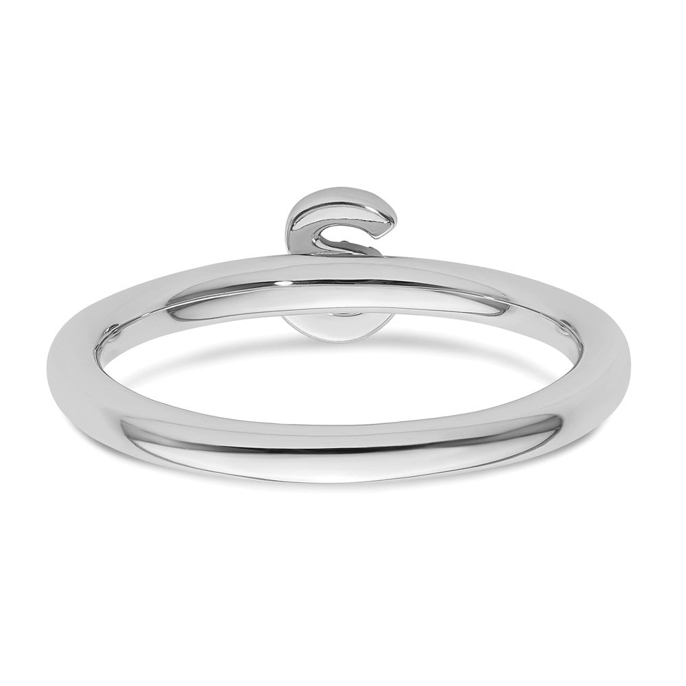 14K Weißgold Stapelbar Diamant Initiale S Größe 7 Ring