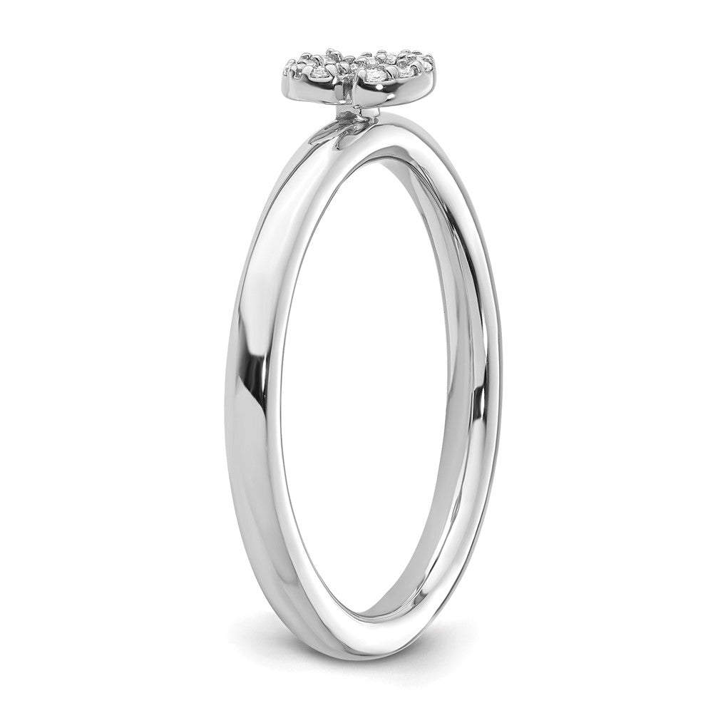 14K Weißgold Stapelbar Diamant Initiale S Größe 7 Ring