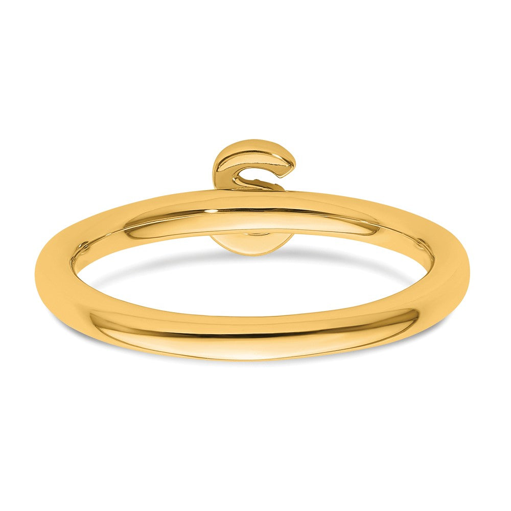 14K Gelbgold Stapelbar Diamant Initiale S Größe 7 Ring