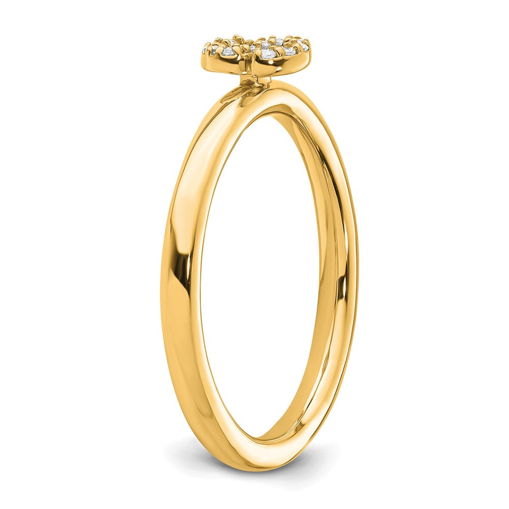 14K Gelbgold Stapelbar Diamant Initiale S Größe 7 Ring