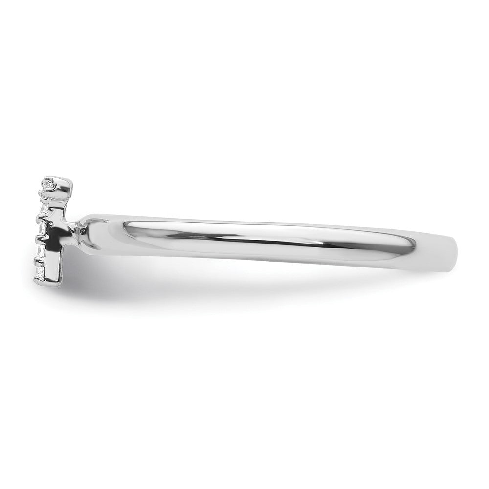 14K Weißgold Stapelbar Diamant Initiale T Größe 7 Ring