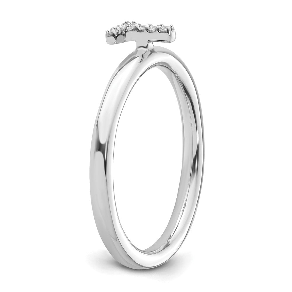 14K Weißgold Stapelbar Diamant Initiale T Größe 7 Ring