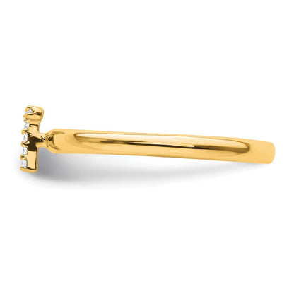 14K Gelbgold Stapelbar Diamant Initiale T Größe 7 Ring
