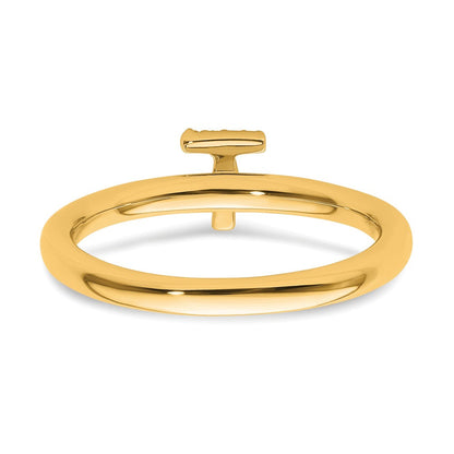14K Gelbgold Stapelbar Diamant Initiale T Größe 7 Ring