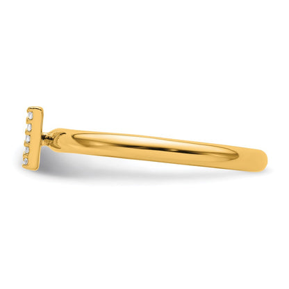 14K Gelbgold Stapelbar Diamant Initiale V Größe 7 Ring