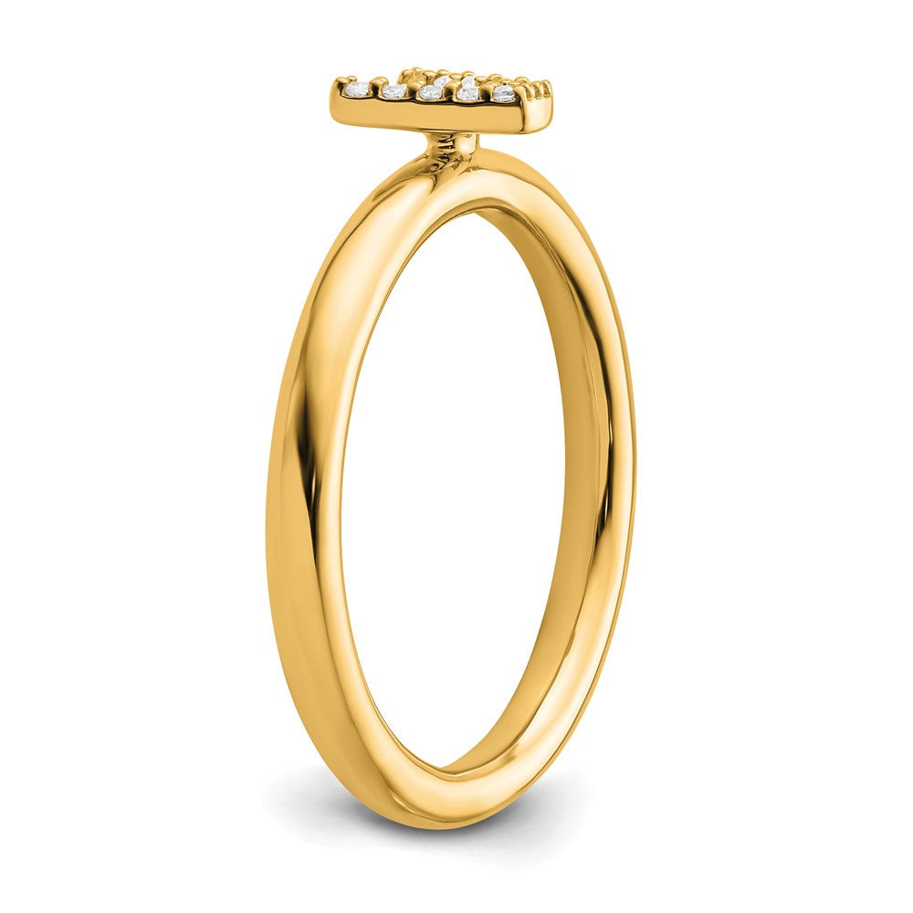 14K Gelbgold Stapelbar Diamant Initiale V Größe 7 Ring