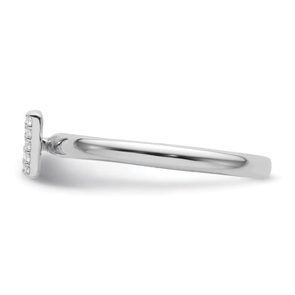14K Weißgold Stapelbar Diamant Initiale W Größe 7 Ring