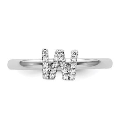 14K Weißgold Stapelbar Diamant Initiale W Größe 7 Ring