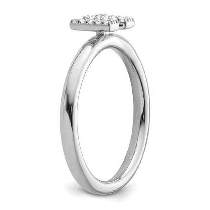 14K Weißgold Stapelbar Diamant Initiale W Größe 7 Ring