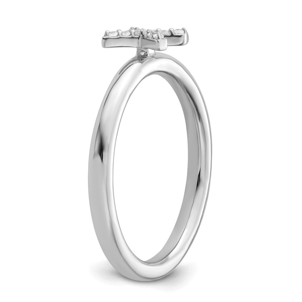 14K Weißgold Stapelbar Diamant Initiale X Größe 7 Ring
