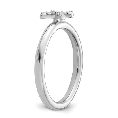 14K Weißgold Stapelbar Diamant Initiale X Größe 7 Ring