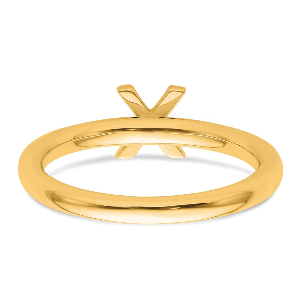 14K Gelbgold Stapelbar Diamant Initiale X Größe 7 Ring