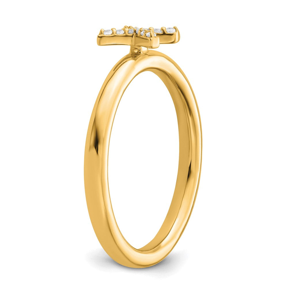 14K Gelbgold Stapelbar Diamant Initiale X Größe 7 Ring