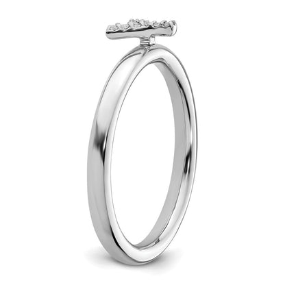 14K Weißgold Stapelbar Diamant Initiale Y Größe 7 Ring