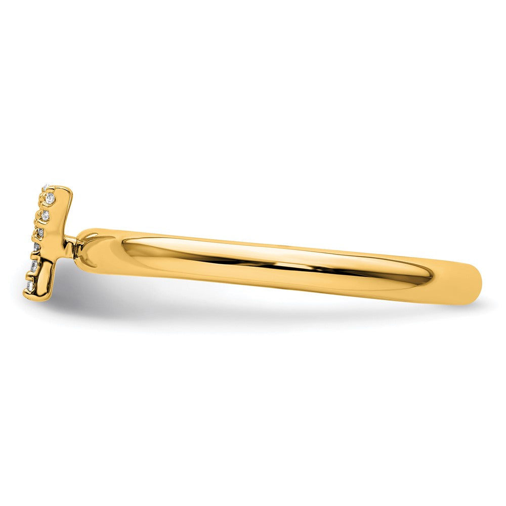 14K Gelbgold Stapelbar Diamant Initiale Y Größe 7 Ring