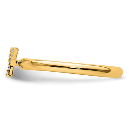 14K Gelbgold Stapelbar Diamant Initiale Y Größe 7 Ring