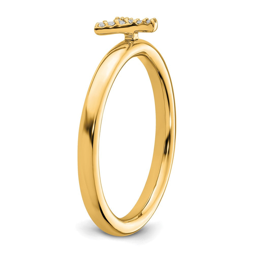 14K Gelbgold Stapelbar Diamant Initiale Y Größe 7 Ring