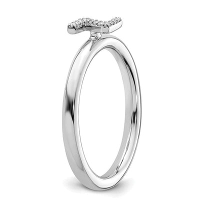 14K Weißgold Stapelbar Diamant Initiale Z Größe 7 Ring