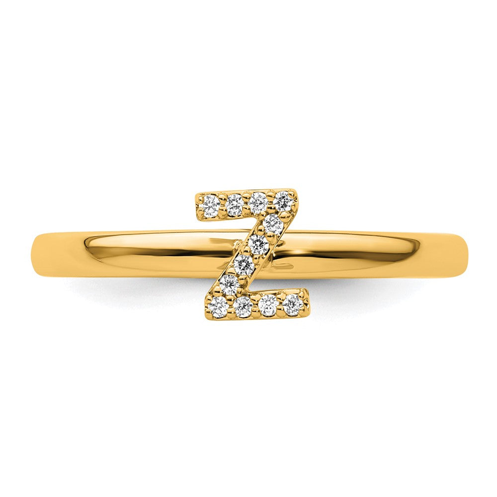 14K Gelbgold Stapelbar Diamant Initiale Z Größe 7 Ring