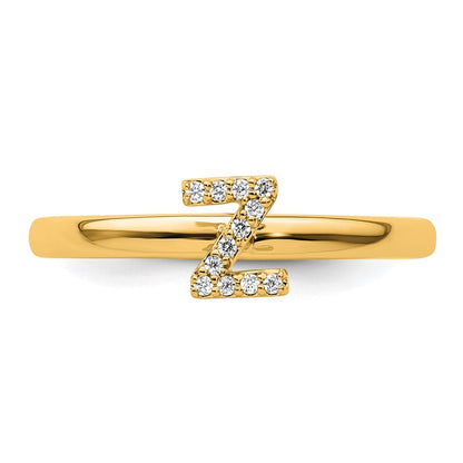 14K Gelbgold Stapelbar Diamant Initiale Z Größe 7 Ring