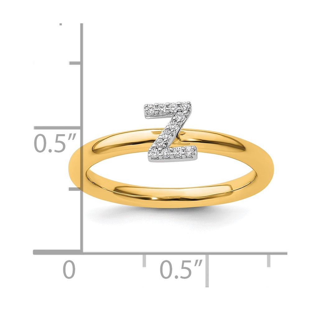 14K Gelbgold Stapelbar Diamant Initiale Z Größe 7 Ring