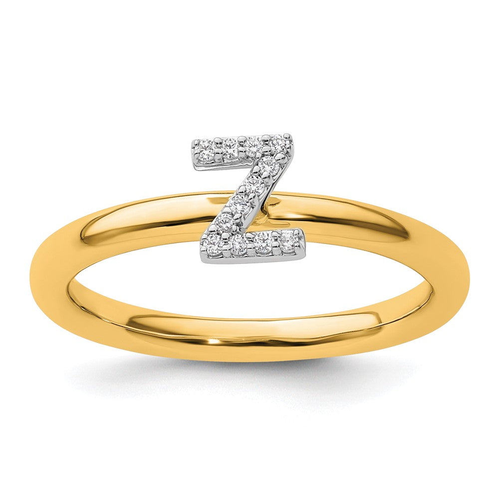14K Gelbgold Stapelbar Diamant Initiale Z Größe 7 Ring
