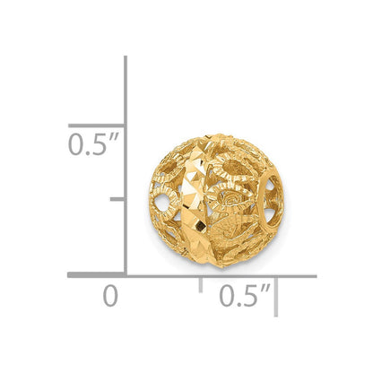 14K Gelbgold Diamantiert Kugel Kette Anhänger